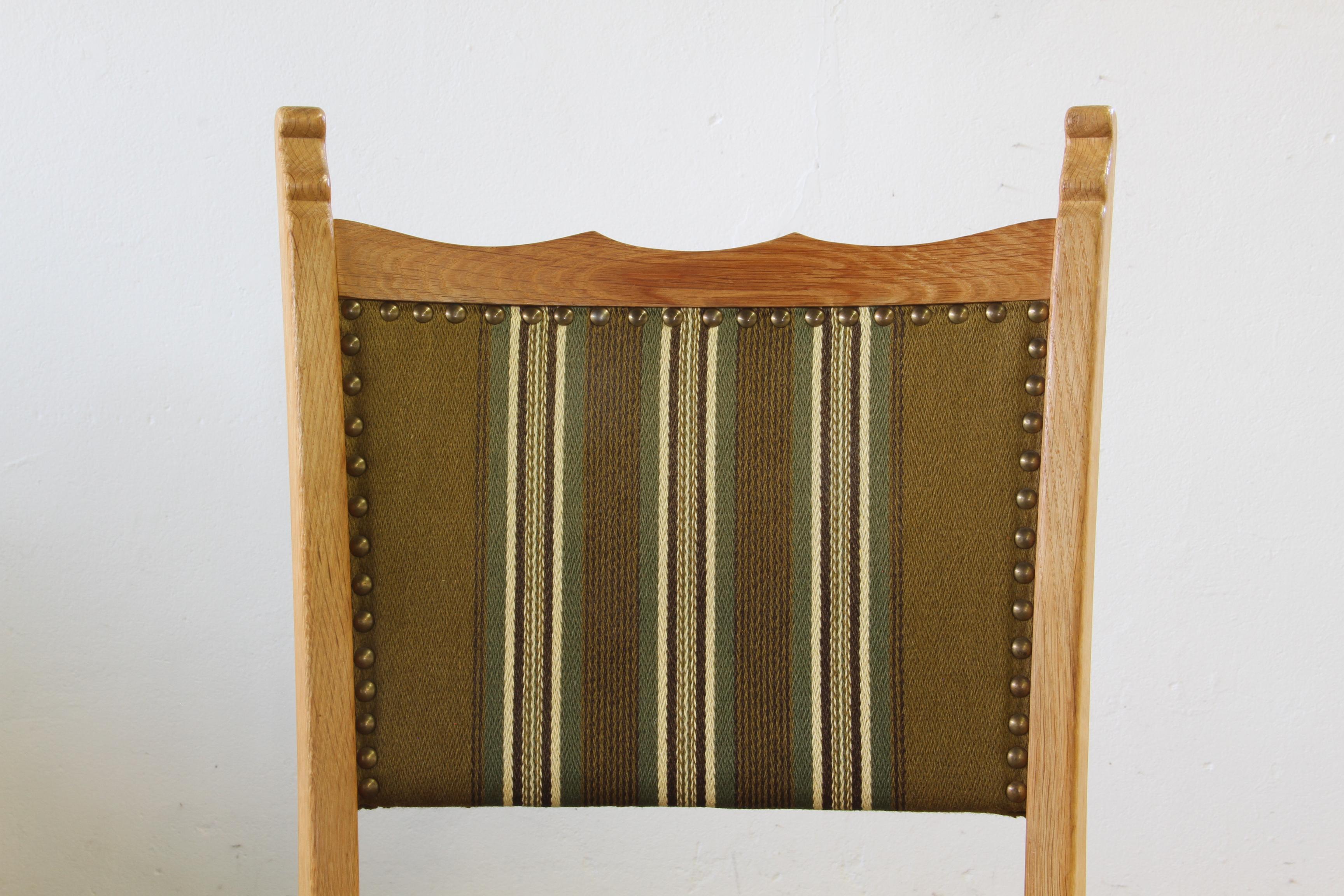 Vintage 1960s, Brualist Danish Modern Oak Dining Chairs by Henning Kjærnulf For Sale 7