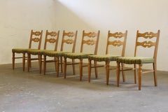 Sillas de comedor danesas modernas de roble estilo Brualista vintage de los años 60 de Henning Kjærnulf