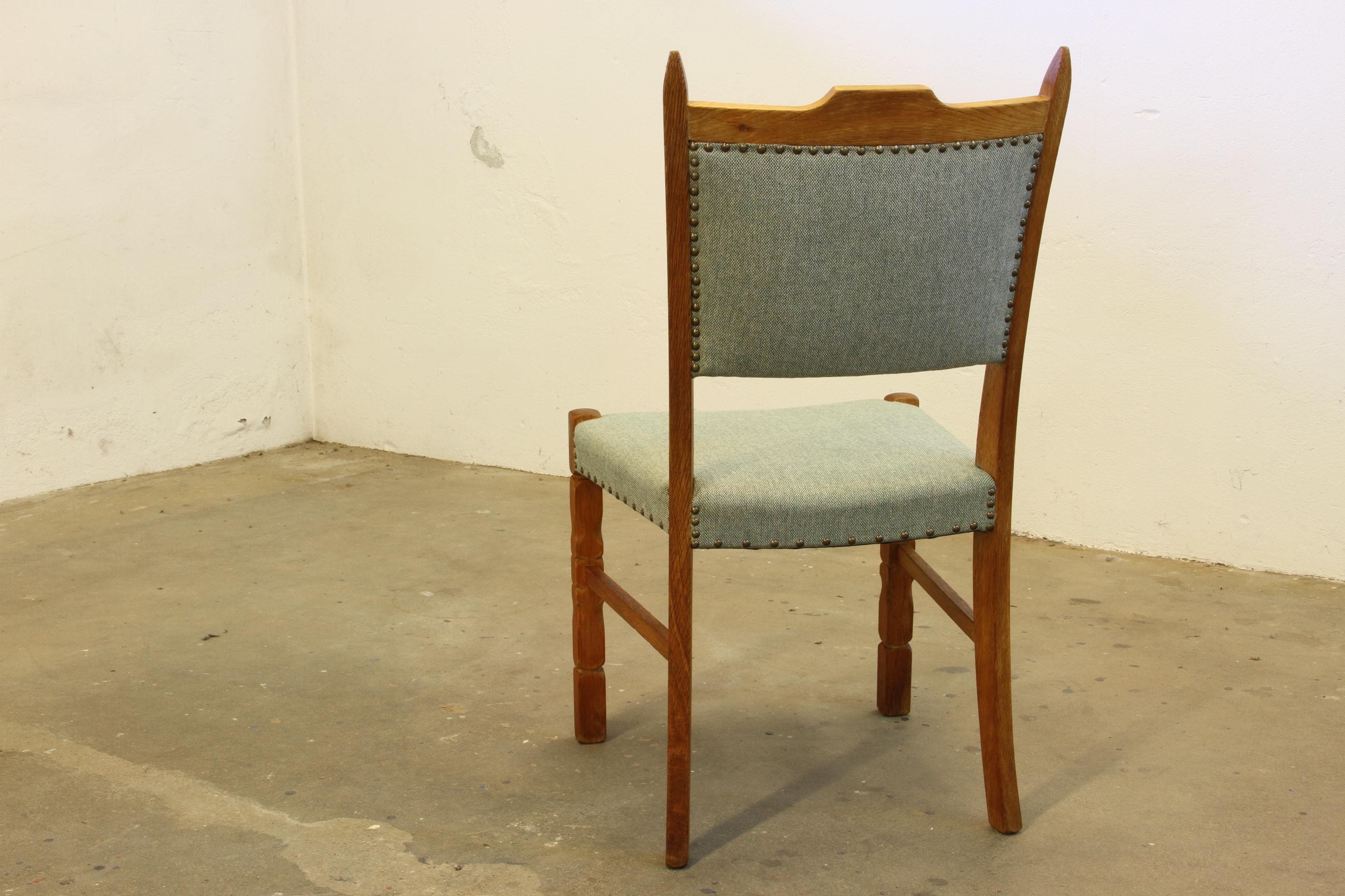 Vintage 1960s Brualist Danish Oak Dining Chairs style of Henning Kjærnulf 5