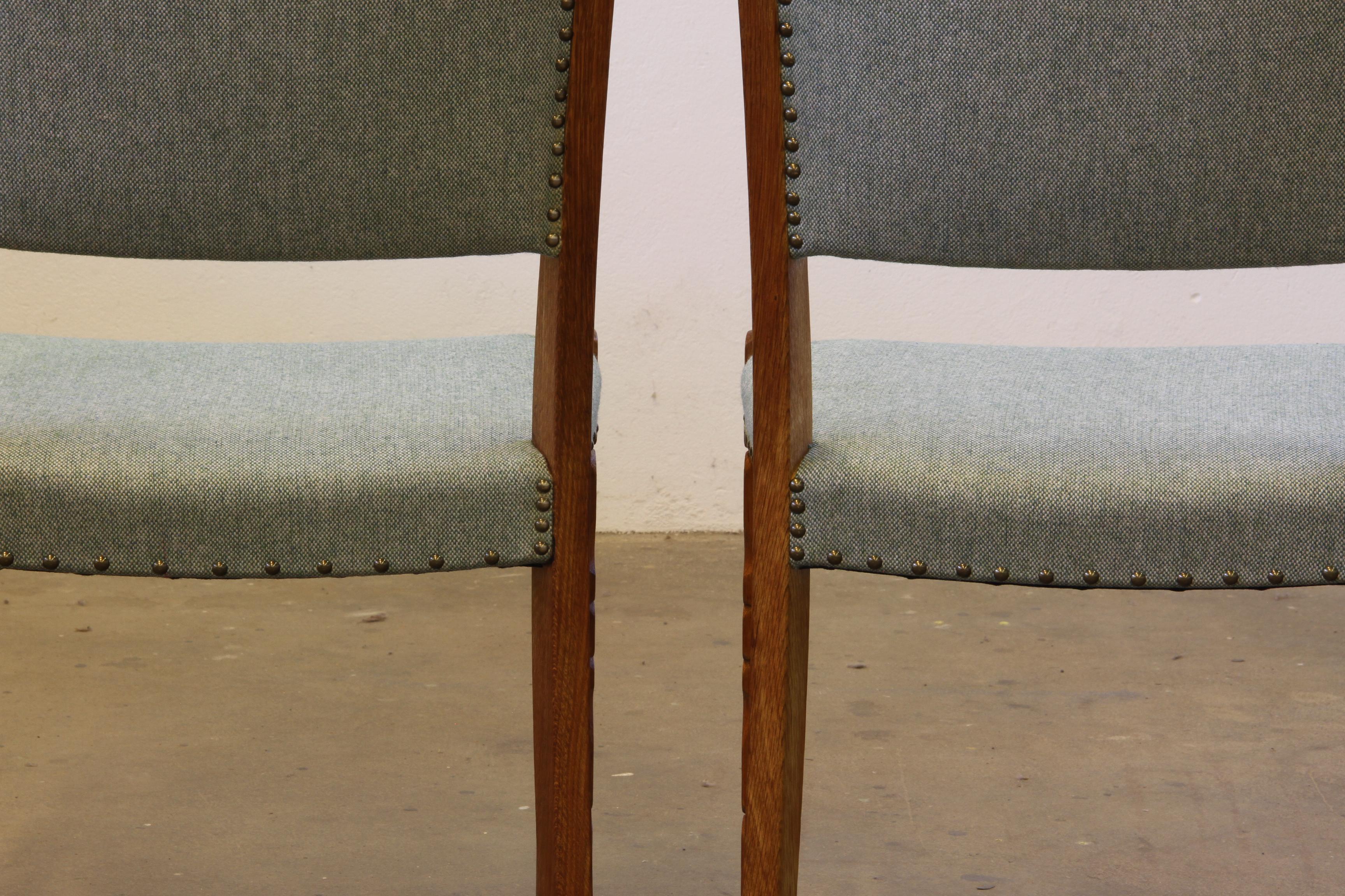 Vintage 1960s Brualist Danish Oak Dining Chairs style of Henning Kjærnulf 12