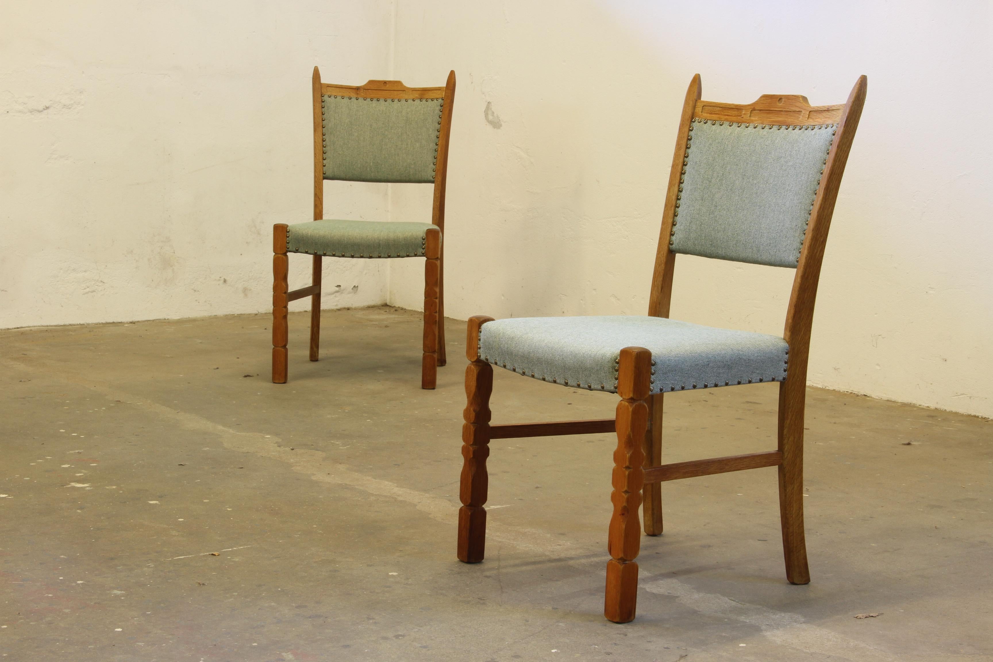 Mid-20th Century Vintage 1960s Brualist Danish Oak Dining Chairs style of Henning Kjærnulf