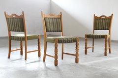 Vintage 1960s Brutalist Danish Oak Dining Chairs in the style of H. Kjærnulf