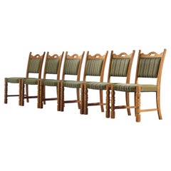 Vintage 1960s Brutalist Danish Oak Dining Chairs in the style of H. Kjærnulf