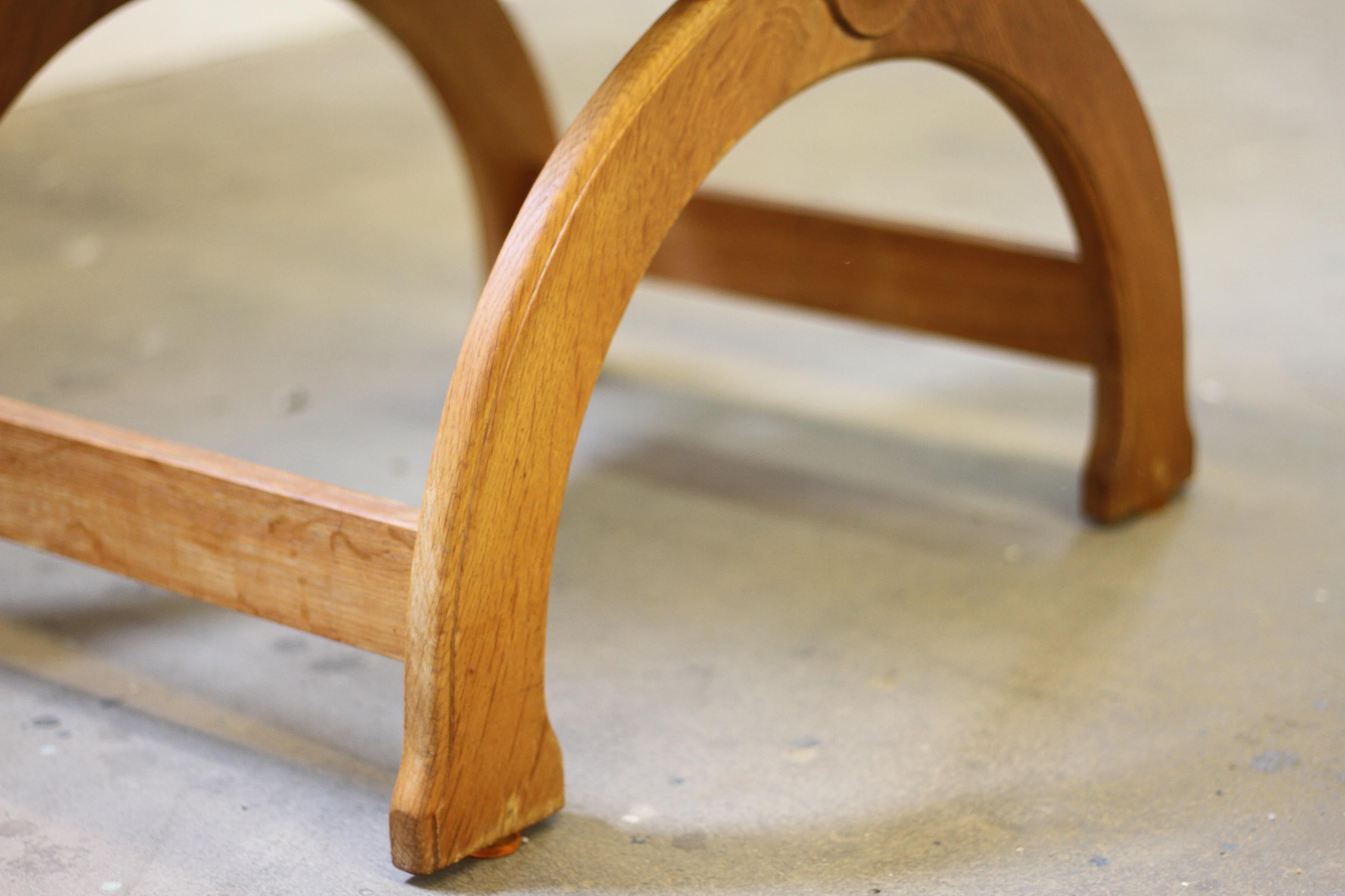 Vintage 1960s Brutalist Kurul ArmChairs in Oak - style of Henning Kjærnulf Denma For Sale 1