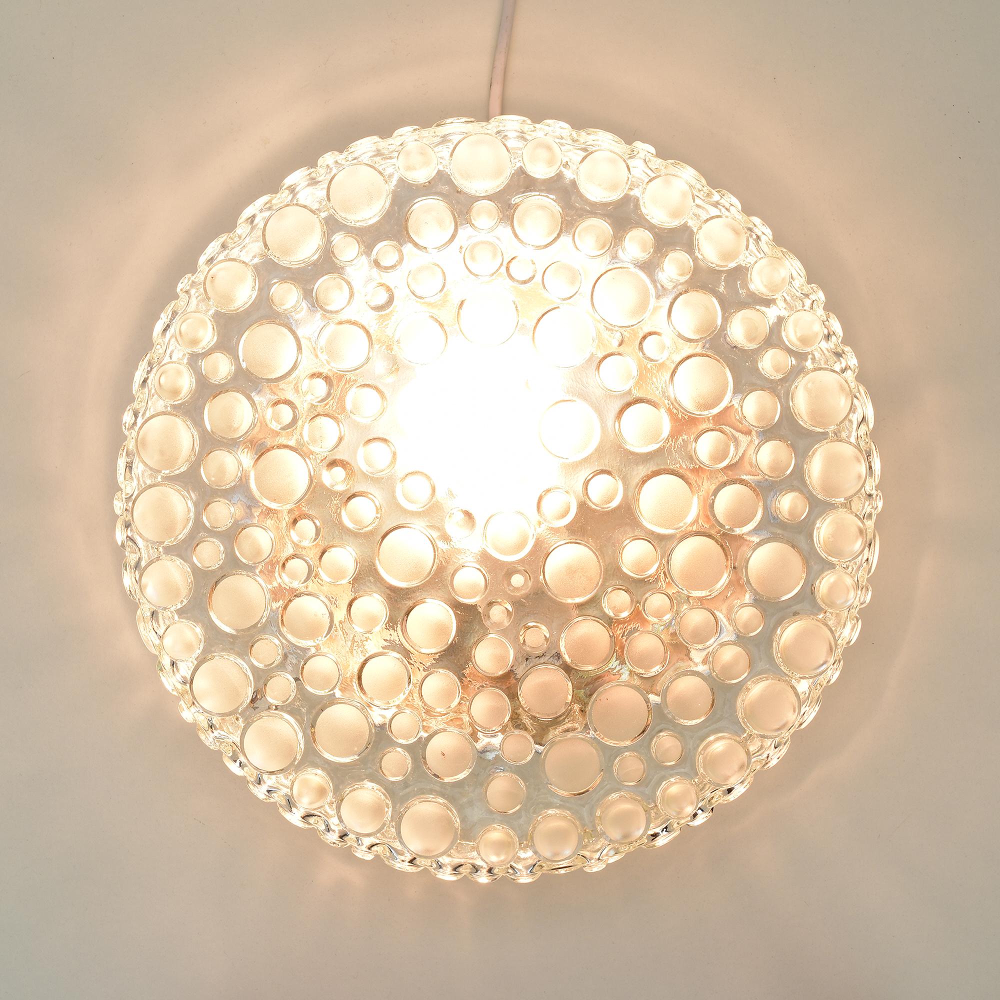 Mid-Century Modern Vintage 1960s Bubble Glass Flush Mount Wall / Ceiling Light Lamp by Hustadt For Sale