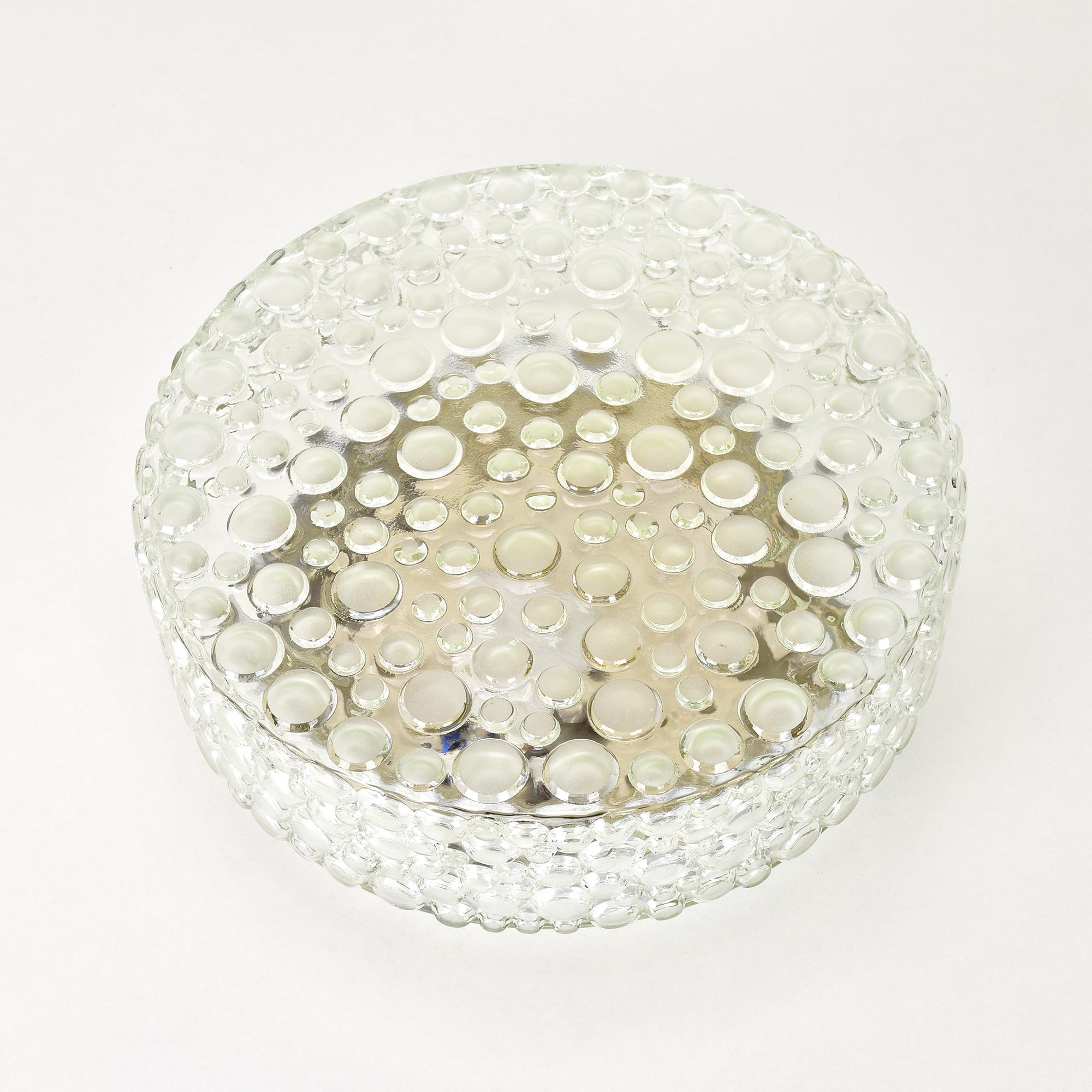 Vintage 1960s Bubble Glass Flush Mount Wall / Ceiling Light Lamp by Hustadt In Good Condition For Sale In Bad Säckingen, DE