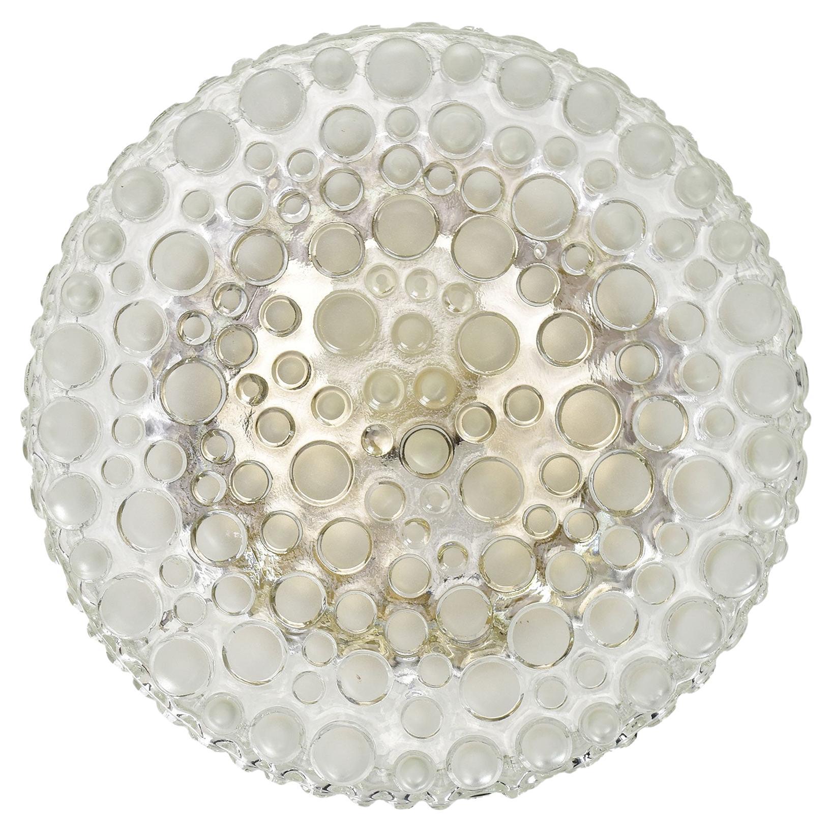 Vintage 1960s Bubble Glass Flush Mount Wall / Ceiling Light Lamp by Hustadt