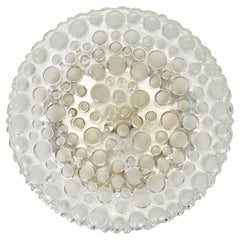 Vintage 1960s Bubble Glass Flush Mount Wall / Ceiling Light Lamp by Hustadt