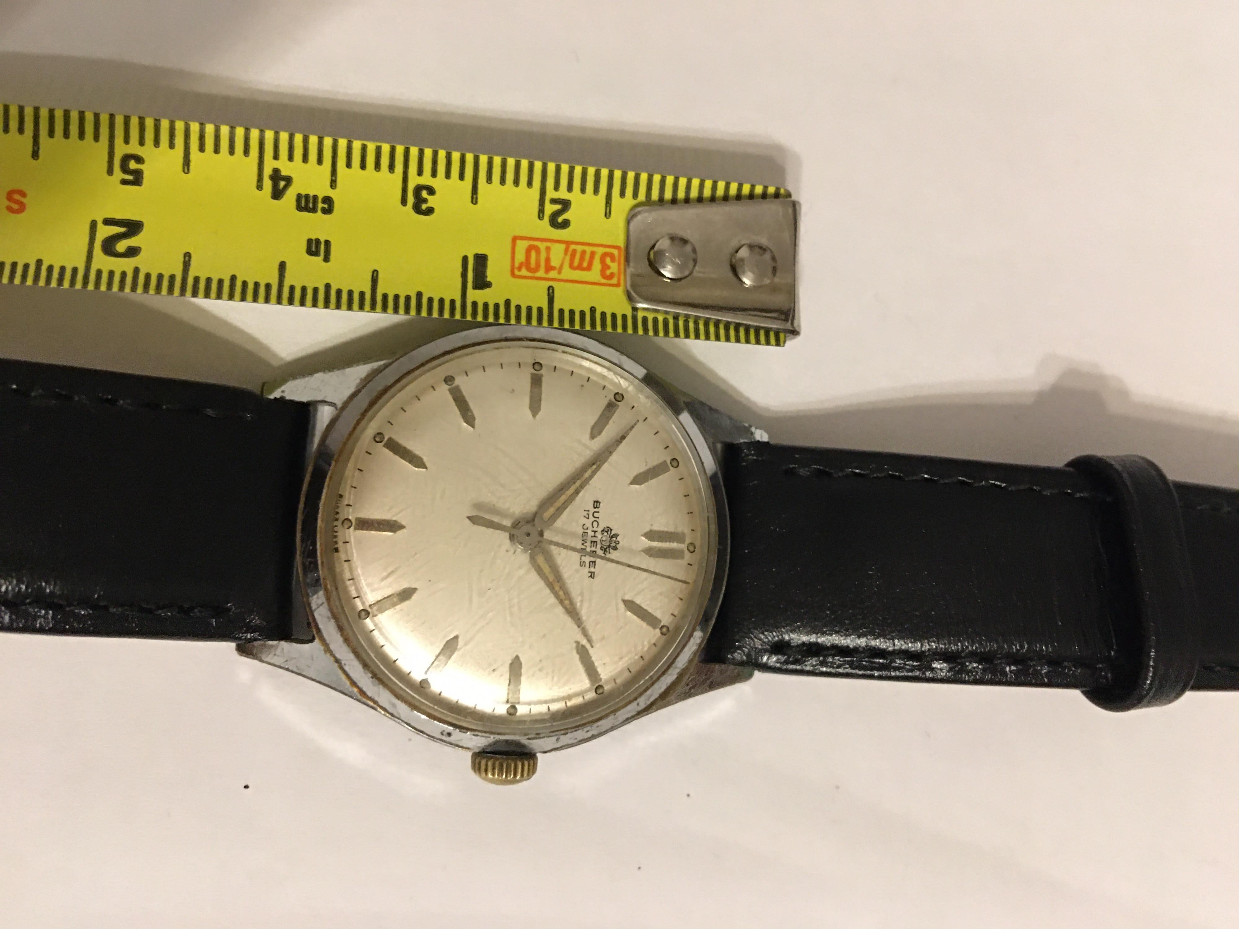 Vintage 1960s Bucherer 17 Jewels Mechanical Watch For Sale 4