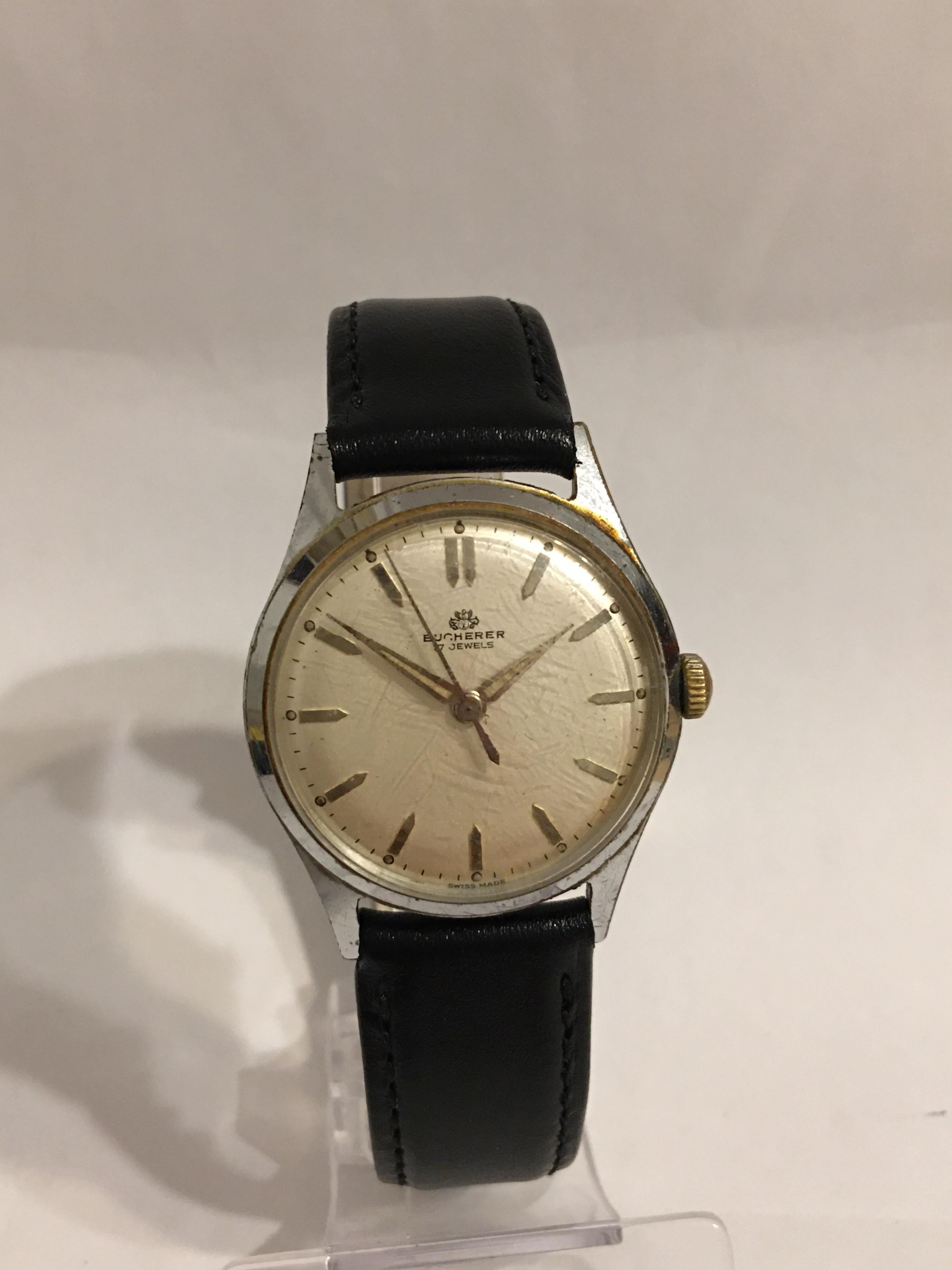 Vintage 1960s Bucherer 17 Jewels Mechanical Watch For Sale 7