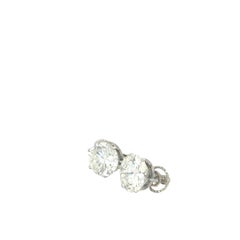 Vintage 1960s Bulgari Platinum Stud Earrings – 2 Round Diamonds, 5.00 & 5.32 cts