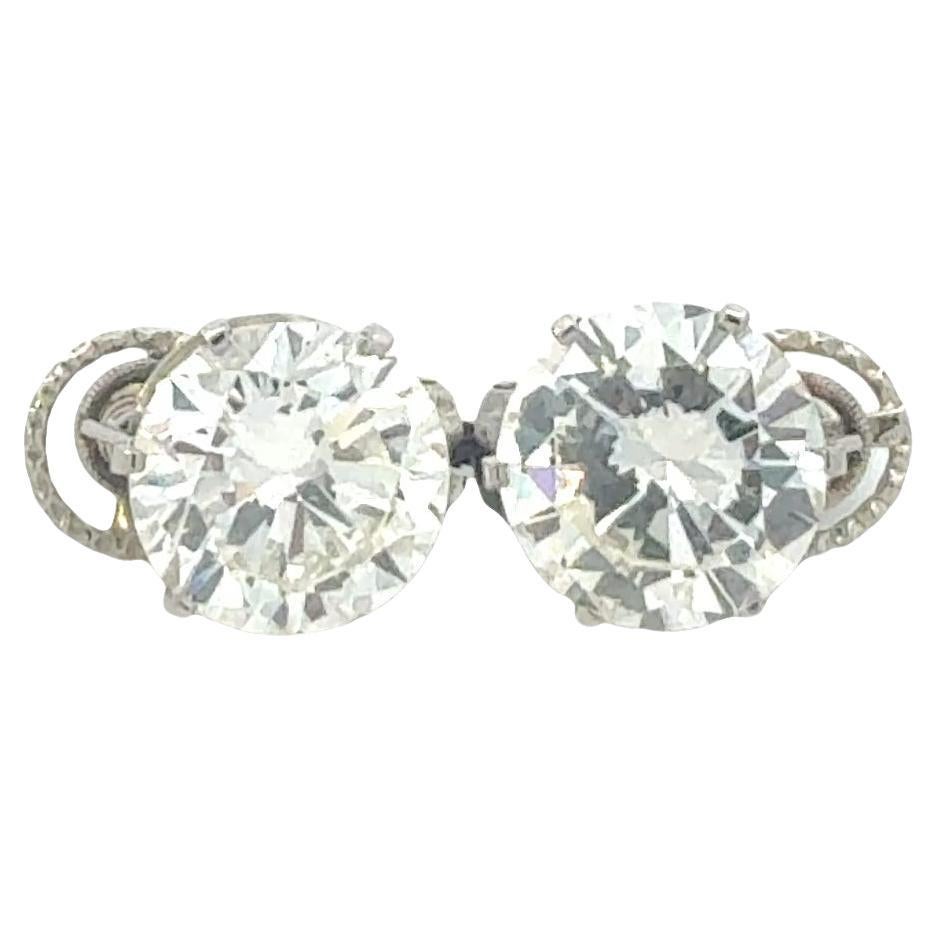 Vintage 1960s Bulgari Platinum Stud Earrings – 2 Round Diamonds, 5.00
5.32 cts