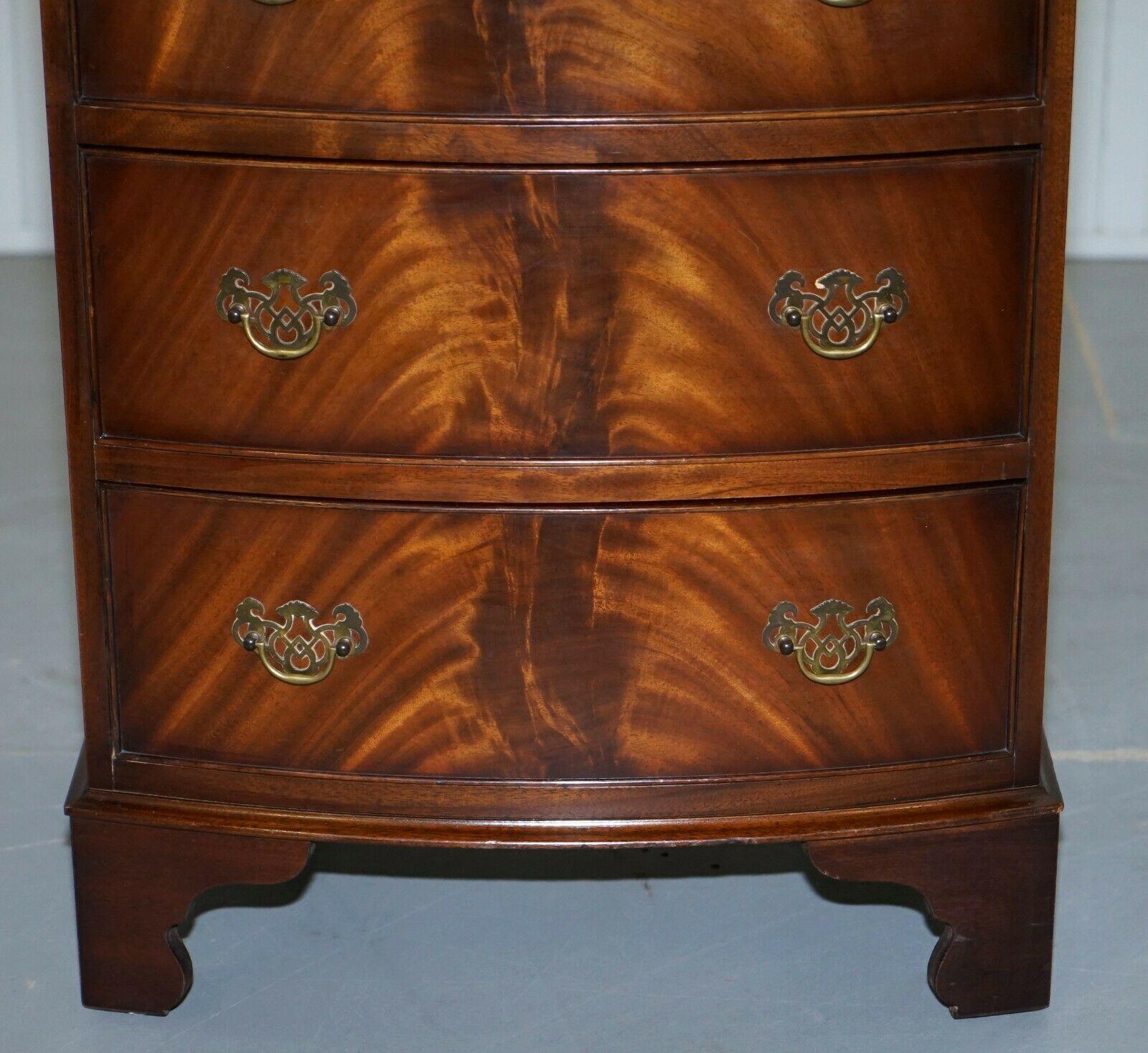 Hand-Crafted Vintage 1960s Burton Furniture Ltd Flamed Mahogany Side Table Chest of Drawers