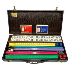 Vintage 1960s Cardinal Industries Bakelite MahJong Set with Faux Alligator Case