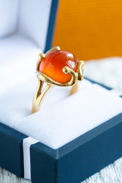Vintage 1960's Carnelian 18K Solid Gold Ring