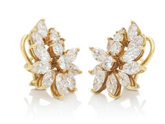Vintage 1960s Cartier 8.70 Carat Diamond Cluster Earrings