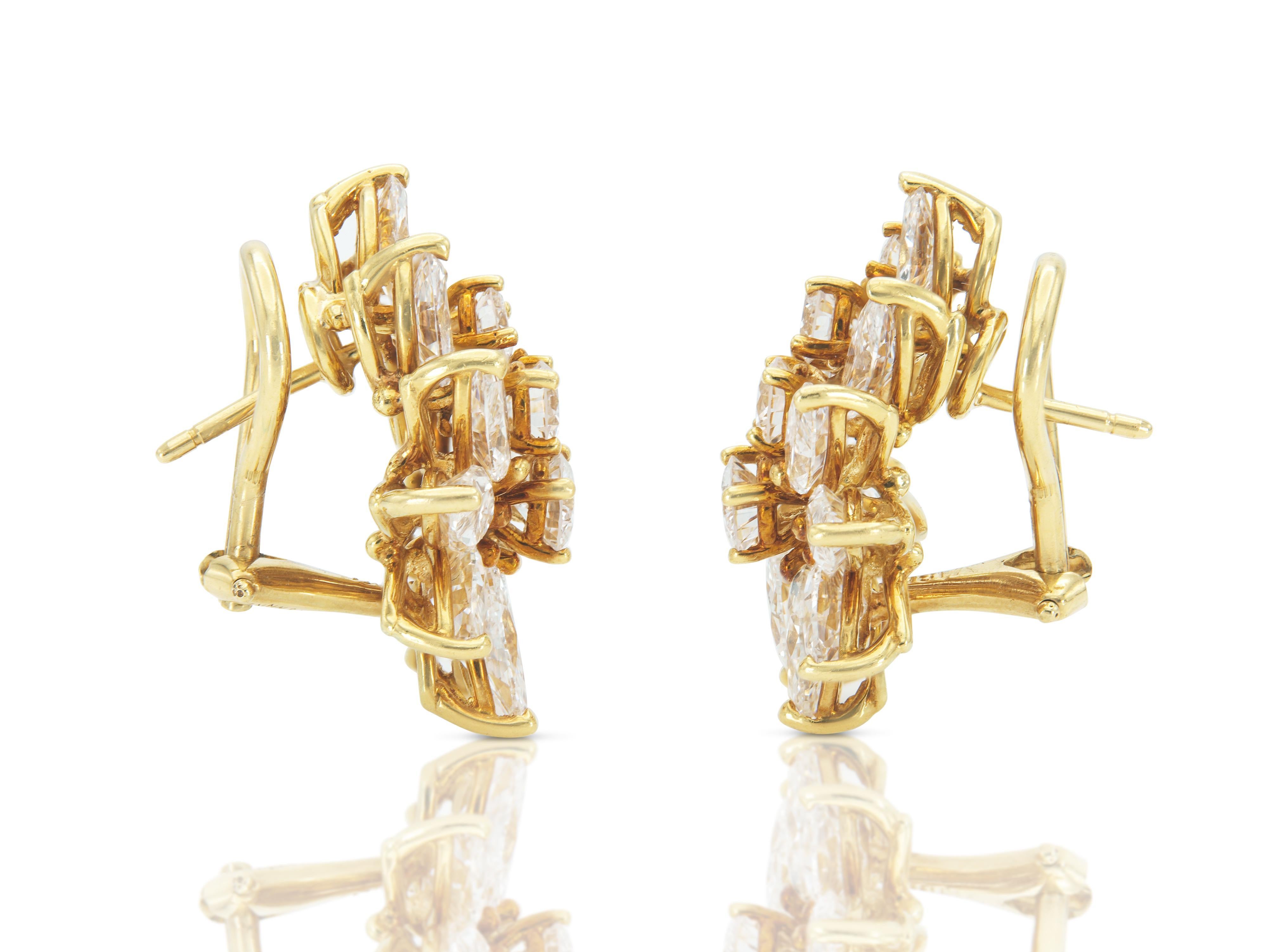 Vintage 1960s Cartier 8,70 Karat Diamant Cluster Ohrringe (Marquiseschliff) im Angebot