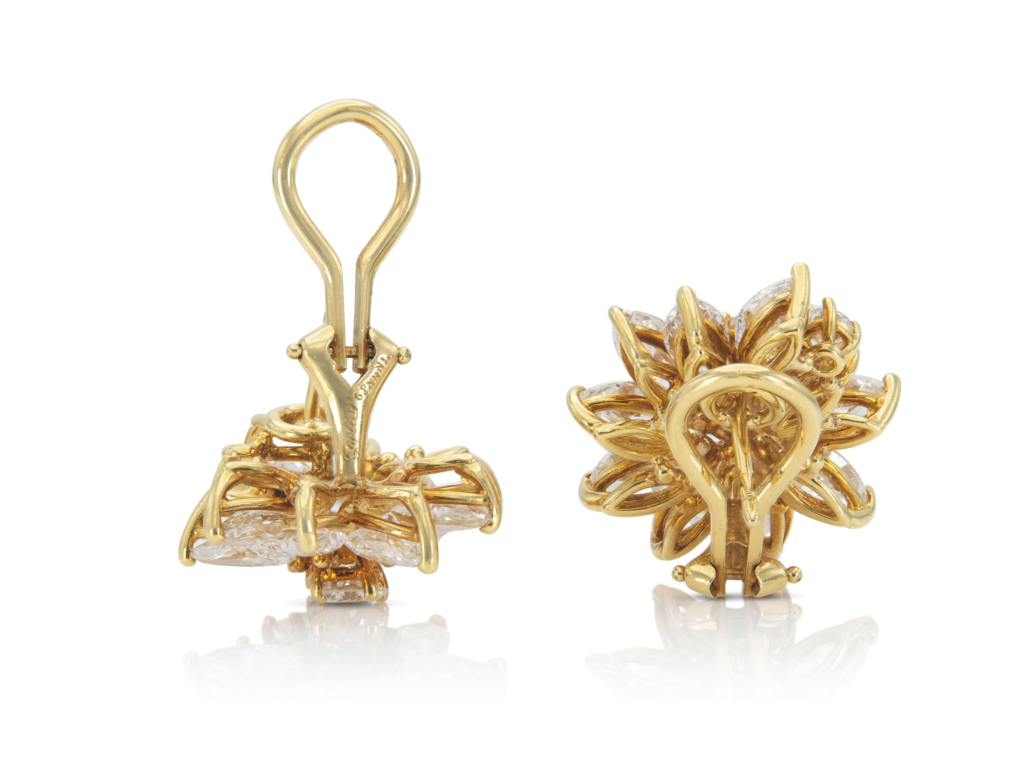 Vintage 1960s Cartier 8,70 Karat Diamant Cluster Ohrringe im Zustand „Gut“ im Angebot in New York, NY