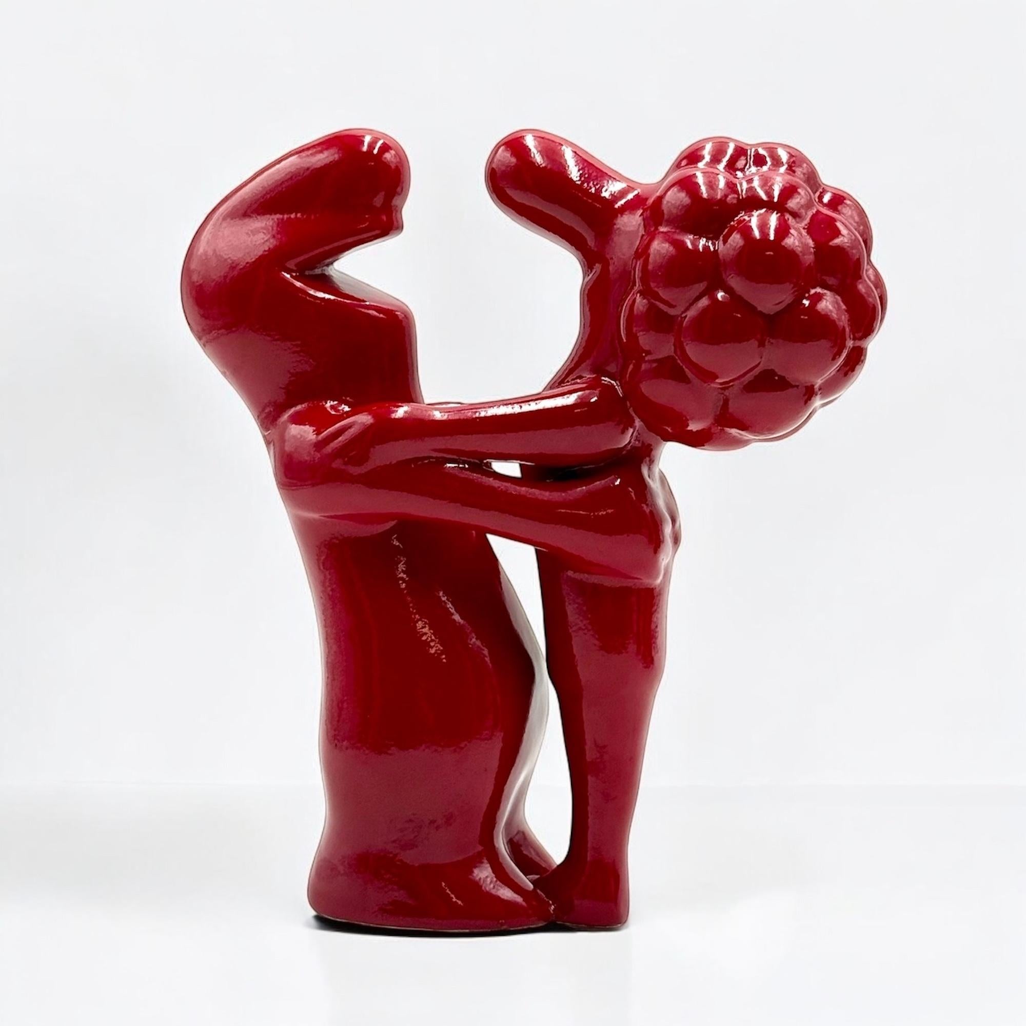 Mid-Century moderno Set di 5 statuette in ceramica 'La Linea' di Osvaldo Cavandoli in rosso, vintage anni '60 in vendita