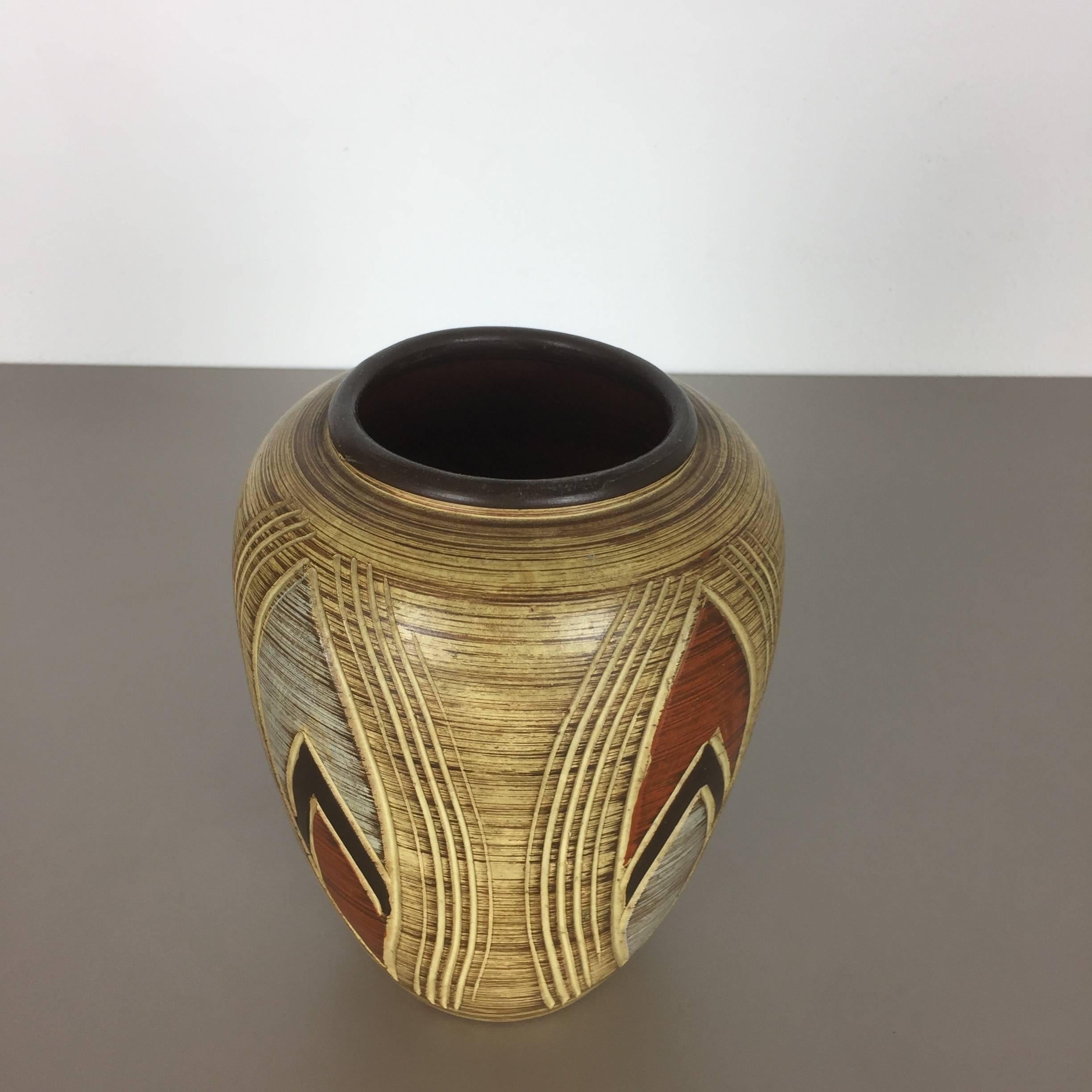 Mid-Century Modern Vintage 1960s Ceramic Pottery Vase by Sawa Ceramic Franz Schwaderlapp, Germany