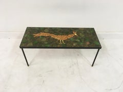 Vintage 1960s Ceramic, Steel and Brass Coffee Table