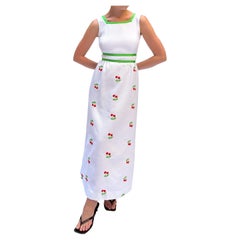 Vintage 1960s Kirsche Druck Spalte Kleid