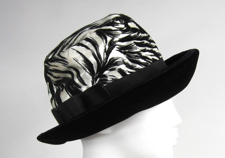 Vintage 1960s Chesterfield Original Black White Hat For Sale at 1stdibs
