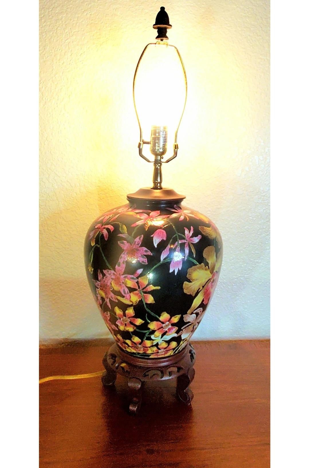 Vintage 1960s Chinese Ginger Jar Lamp For Sale 6