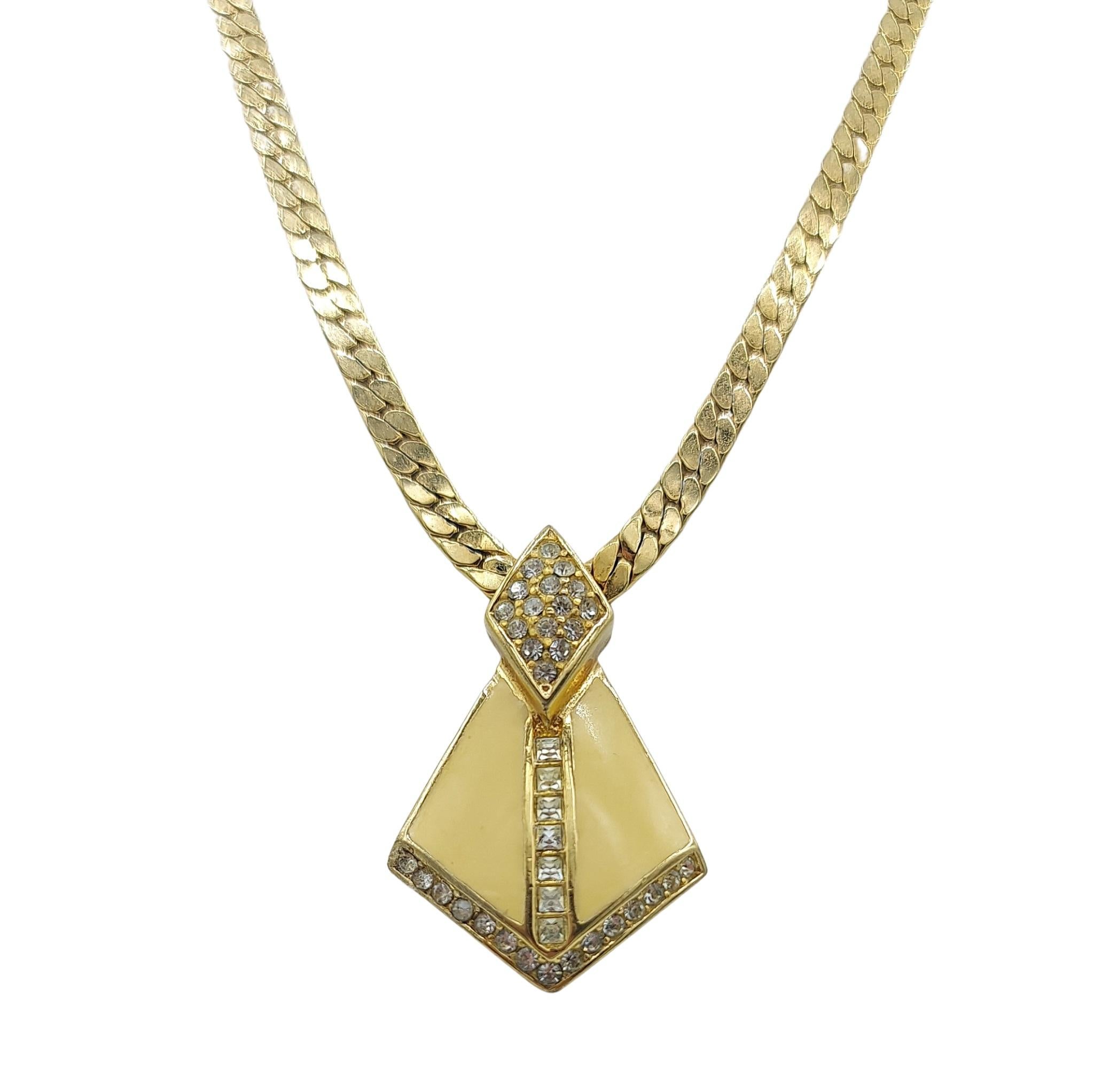 Modern Vintage 1960's Christian Cream Enamel Necklace and Earrings Set For Sale