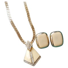 Vintage 1960's Christian Cream Enamel Necklace and Earrings Set