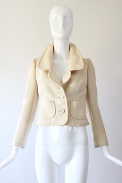 Vintage 1960's Christian Dior Cream Wool Jacker 1960's Dior Jacket UK 8 US 4