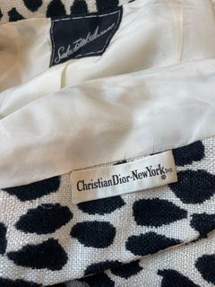 Christian Dior Vintage 1960s For Saks White Leopard Print 60s Dress Jacket Set