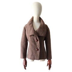 Vintage 1960's Christian Dior Houndstooth Jacket Blazer UK 12-14 US 8-10