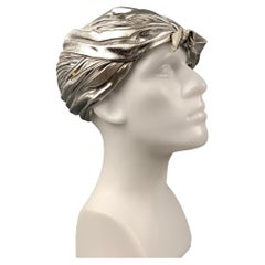 Vintage 1960's CHRISTIAN DIOR Silver Metallic Turban Hat