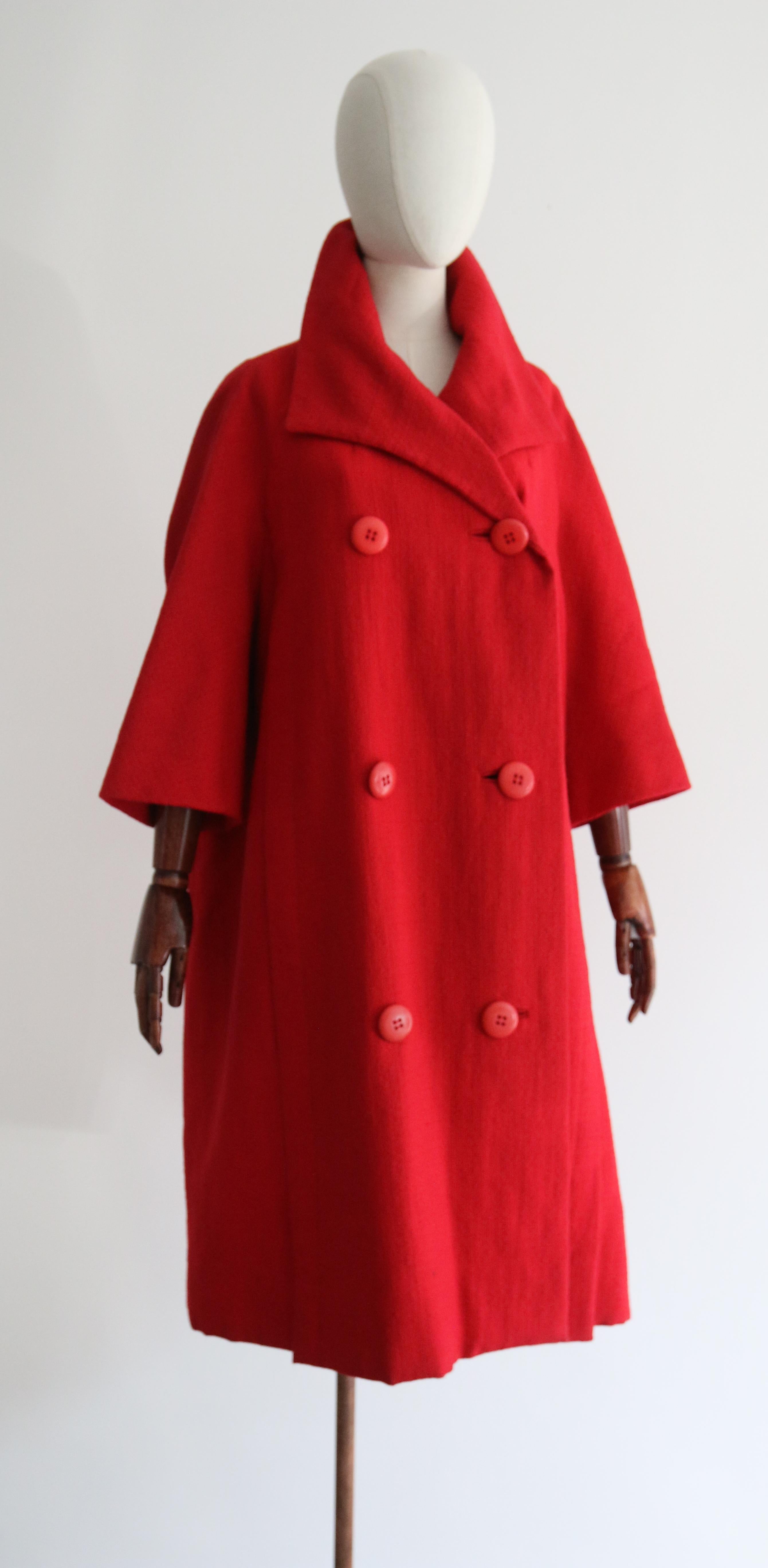 Vintage 1960's Christian Dior Wool Coat UK 14-18 US 10-14 In Fair Condition For Sale In Cheltenham, GB