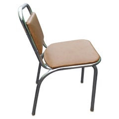 Vintage 1960s Chrome and Vinyl Tubular Chairs, a Set