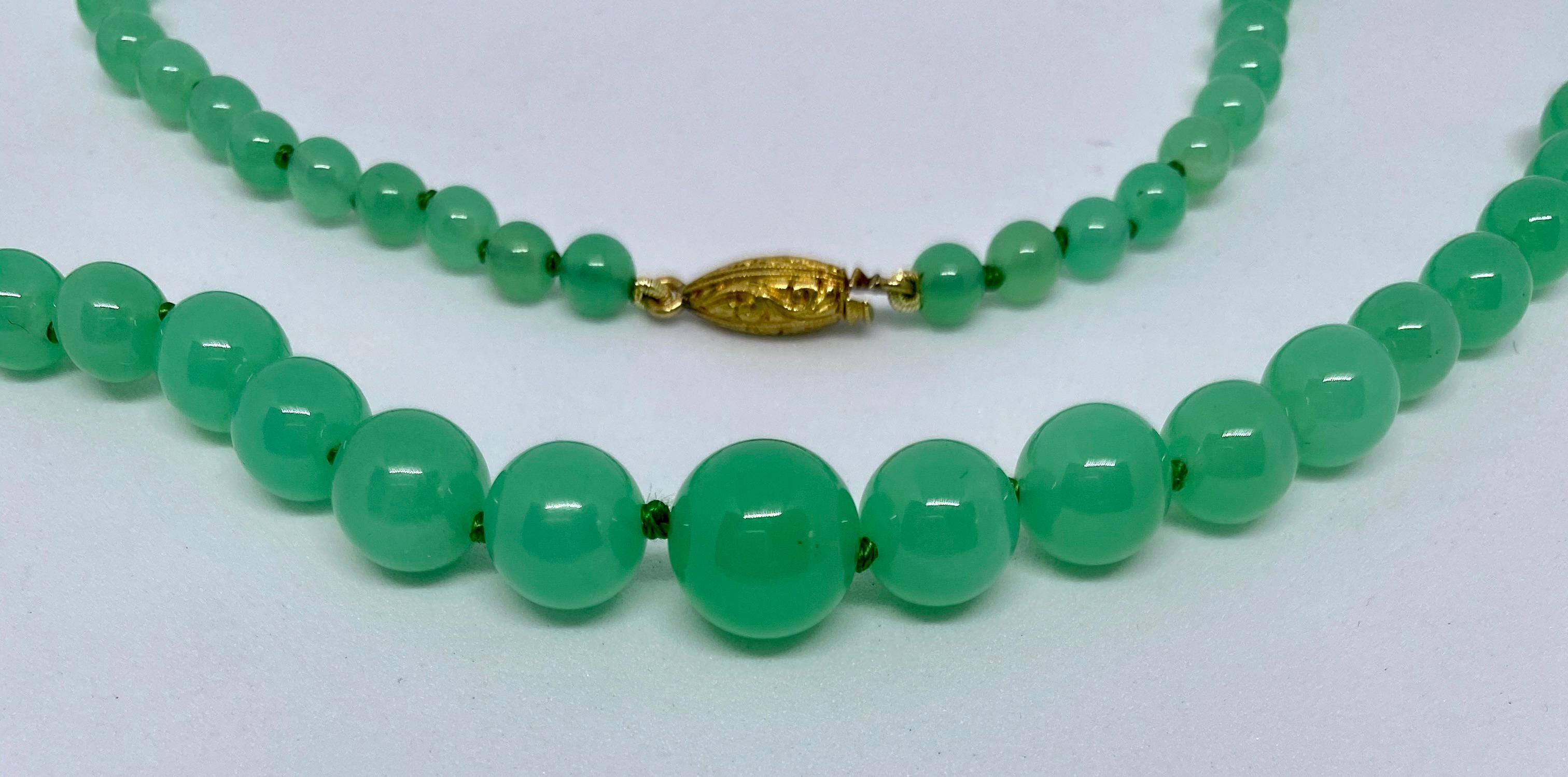Vintage 1970s Chrysopras und 18 Karat Gold Halskette von Buccellati (Perle)
