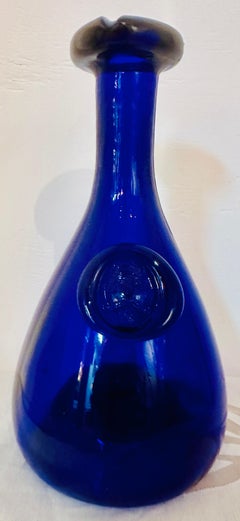 Vintage 1960s Cobalt Blue Holmegaard Glasværk "Viking" Carafe Flask Decanter
