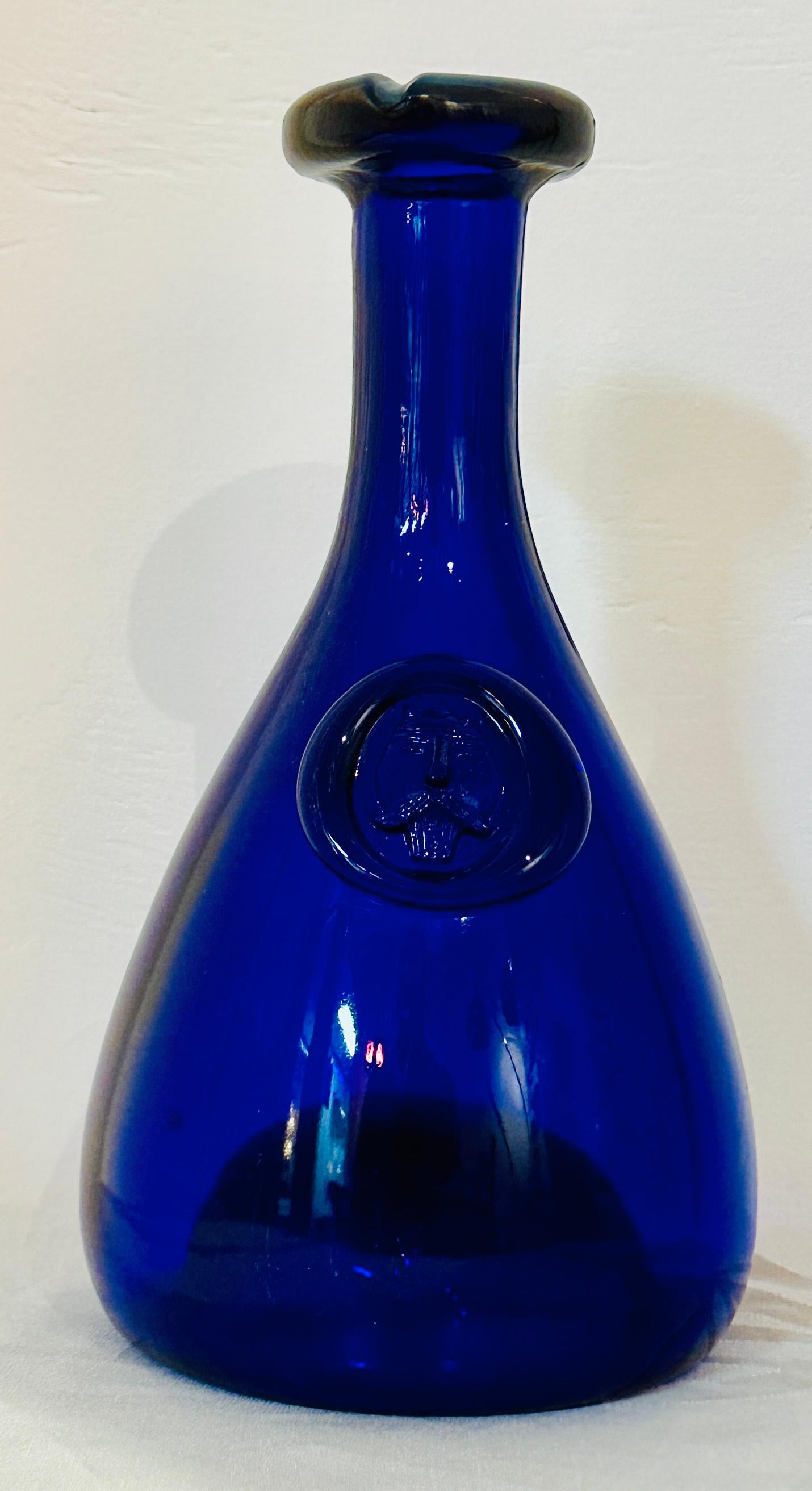 Mid-Century Modern Vintage 1960s Cobalt Blue Holmegaard Glasværk 