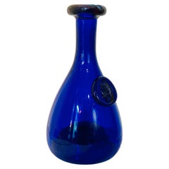 Vintage 1960s Cobalt Blue Holmegaard Glasværk "Viking" Carafe Flasque Décanteur