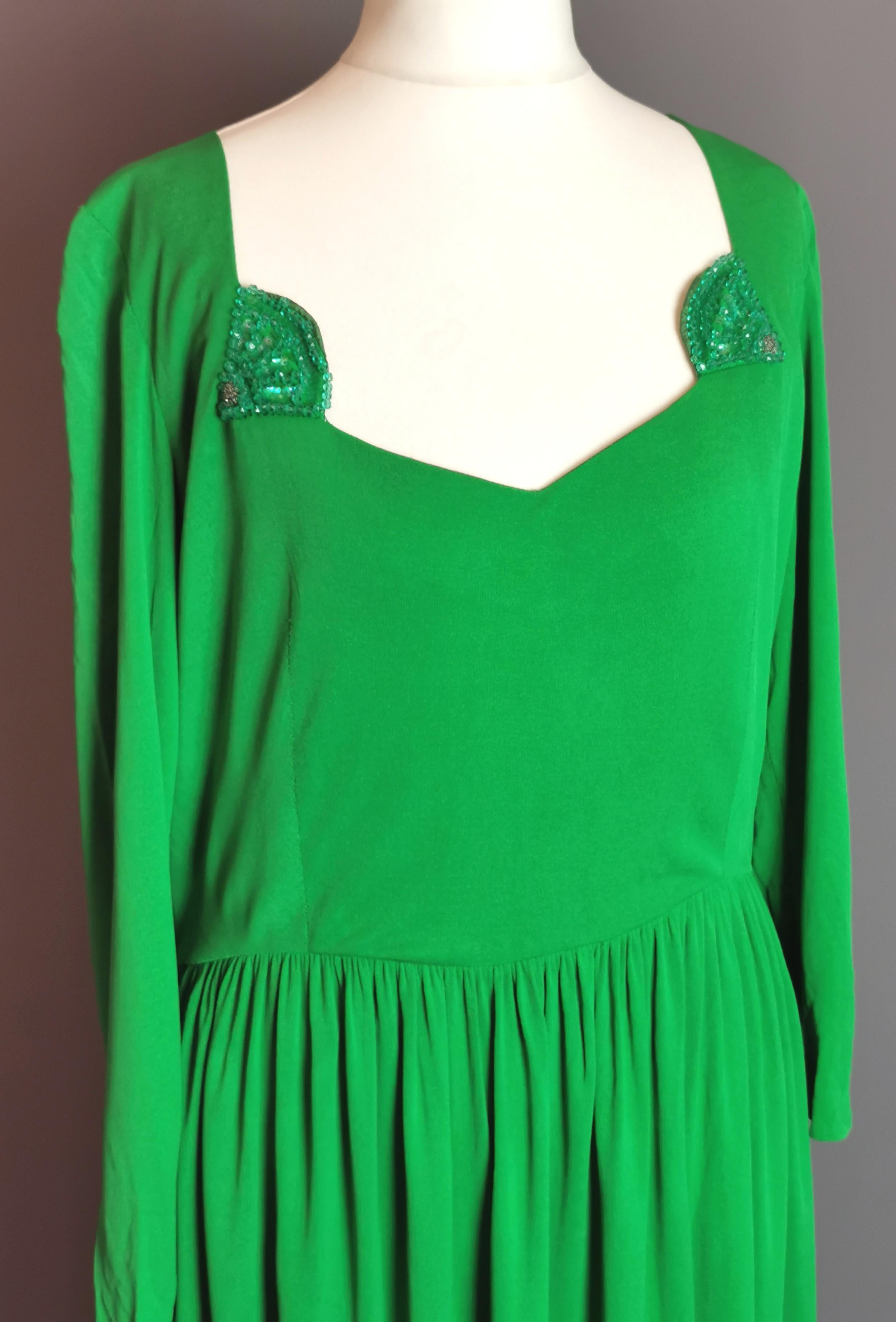 Vintage 1960s cocktail dress, emerald green In Fair Condition In NEWARK, GB