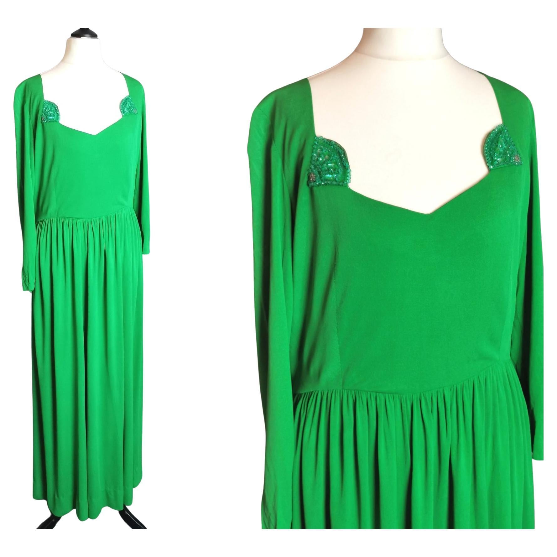 Vintage 1960s cocktail dress, emerald green