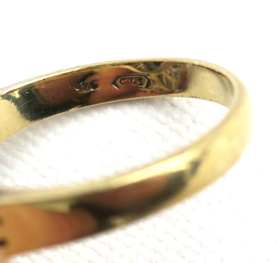 Anello Cocktail Vintage By 1960 con diamanti finti e zaffiro in oro vermeil in vendita 9