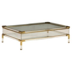 Mesa de centro vintage años 60 latón cristal Italia
