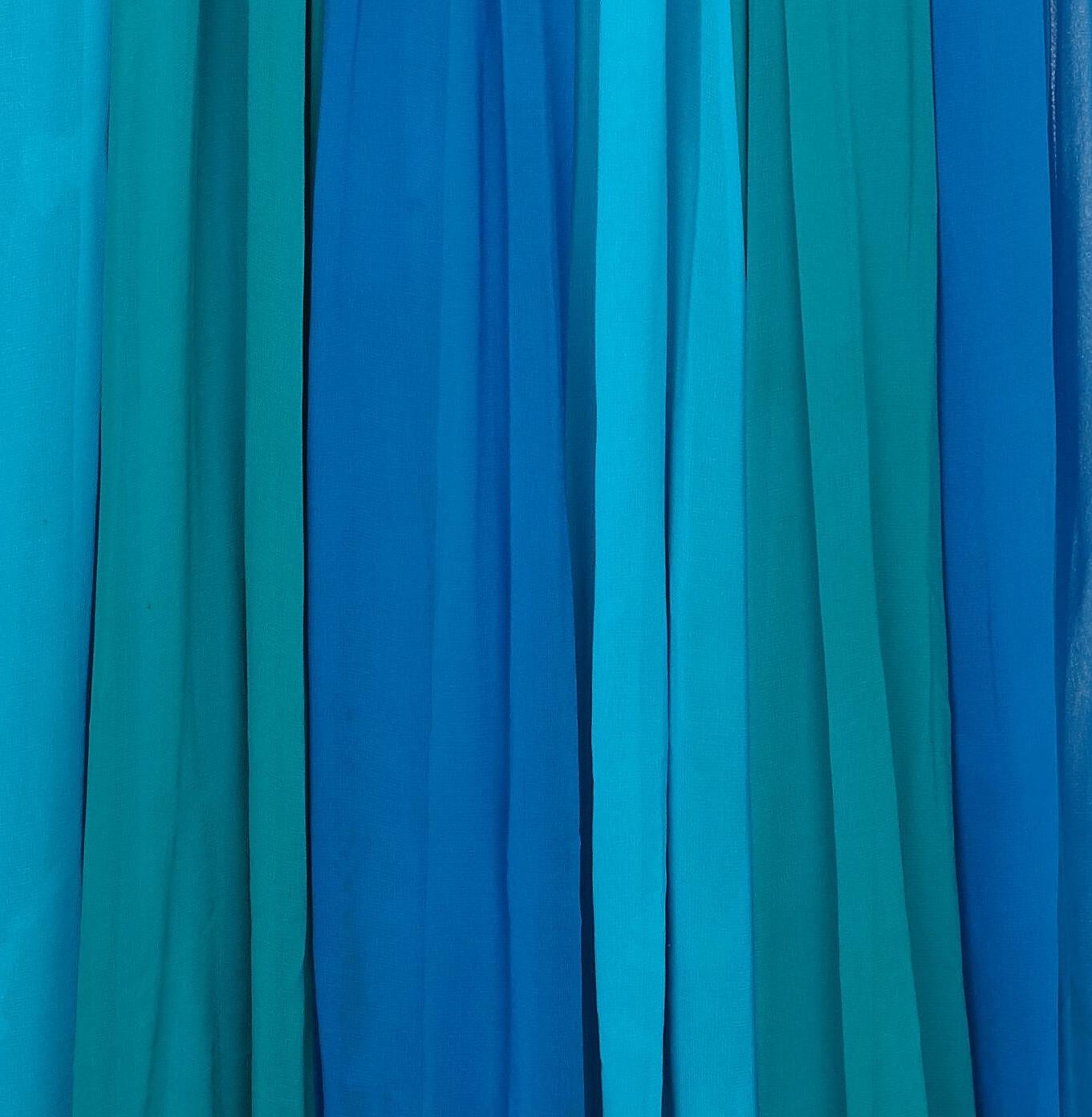 Women's Vintage 1960s Colour Block Blue Silk Chiffon Maxi Dress With Matching Belt