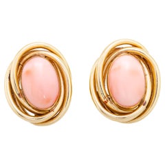 Retro 1960s Coral and 14KT Yellow Gold Earrings