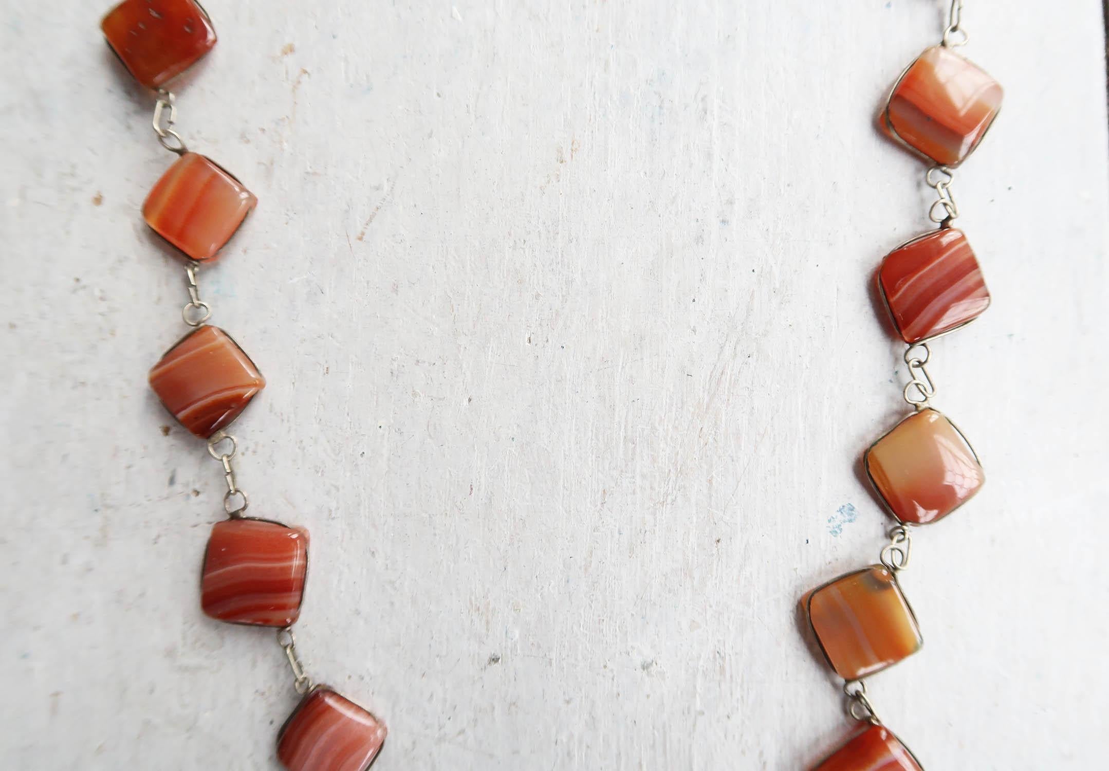 Mid-Century Modern Vintage 1960's Costume Jewelry- A Carnelian Necklace. For Sale