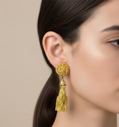 Vintage 1960s Costume Jewelry Gold-Toned Tassel Italian Statement Earrings