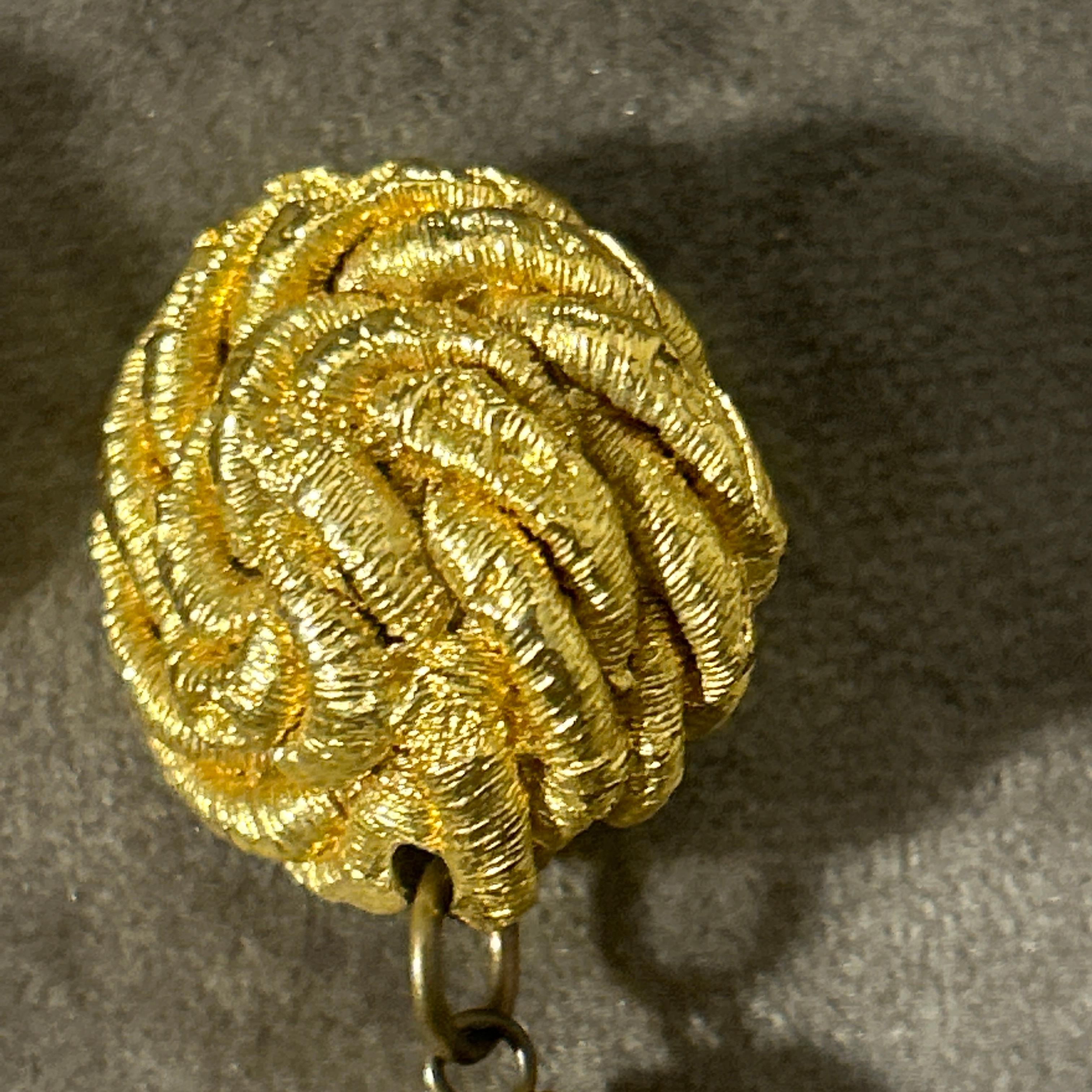 Retro Vintage 1960s Costume Jewelry Gold-Toned Tassel Italian Statement Earrings For Sale