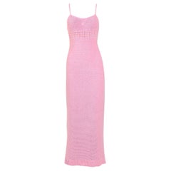 Vintage 1960s Courrèges pink cotton knit maxi slip dress